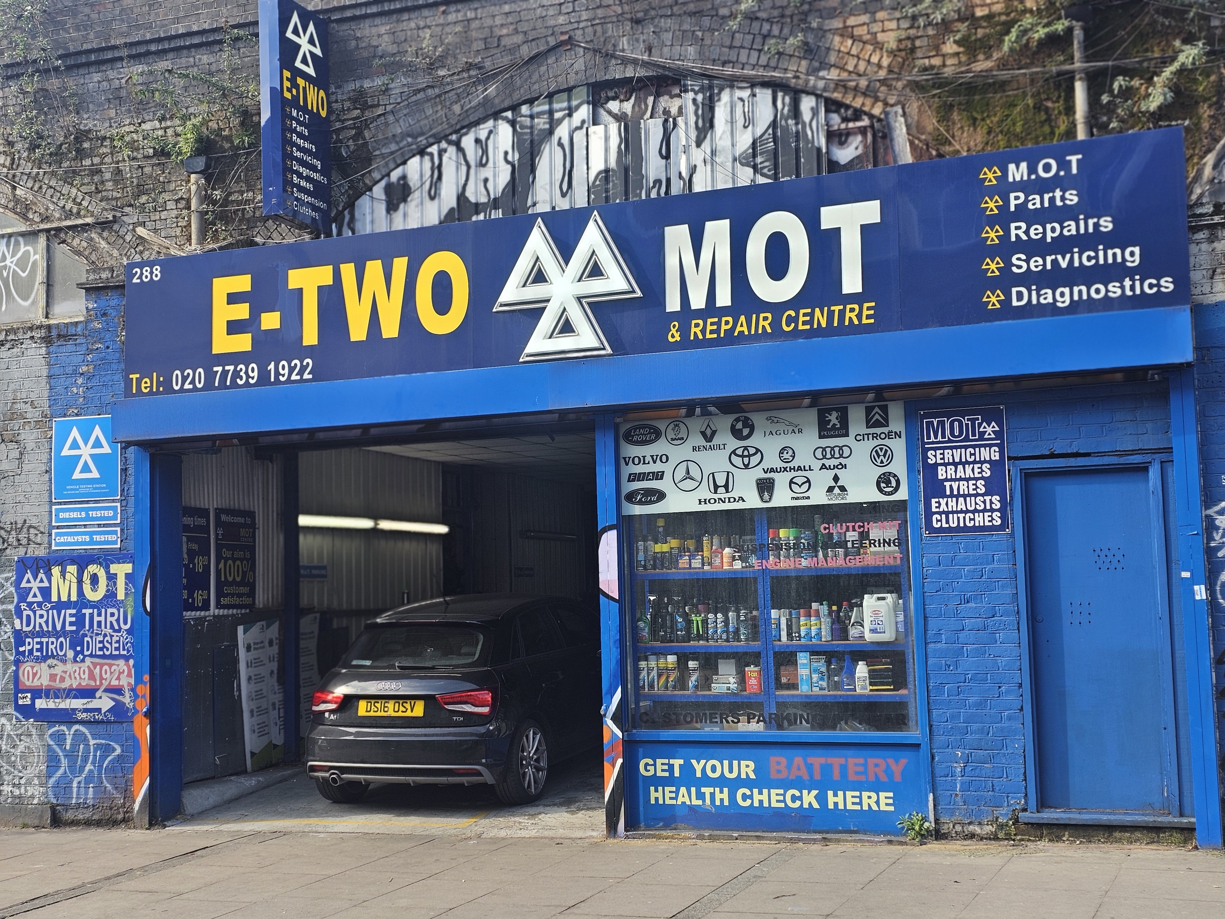 Front of E TWO MOT Centre - MOT Testing in Bethnal Green